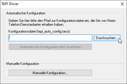 Installation TAPI Treiber Screenshot 9.0