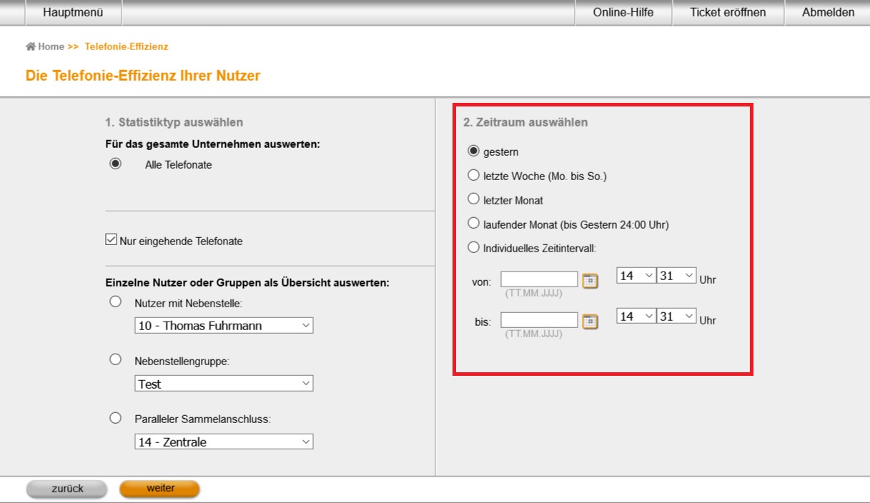 06 Telefonier Effizienz Zeitraum auswählen